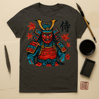 Fierce Samurai with Maple Leaves T-Shirt
