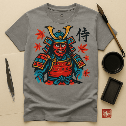 Fierce Samurai with Maple Leaves T-Shirt